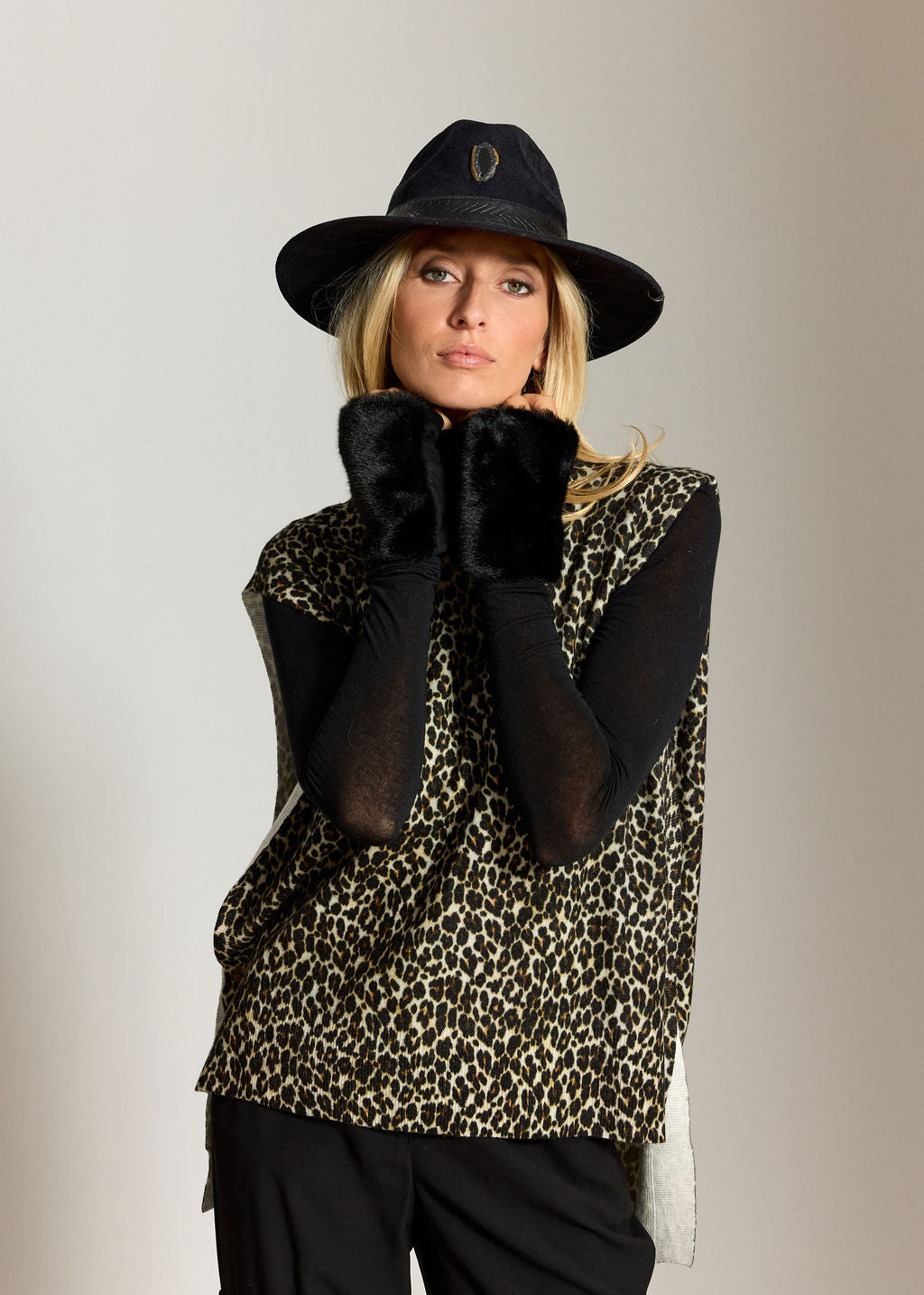 MITAINE FAUSSE FOURRURE SATI NOIR