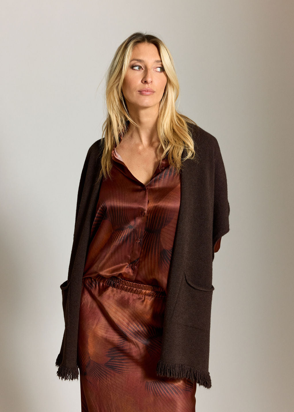 GILET SANS MANCHES À FRANGES SILANE CAFE