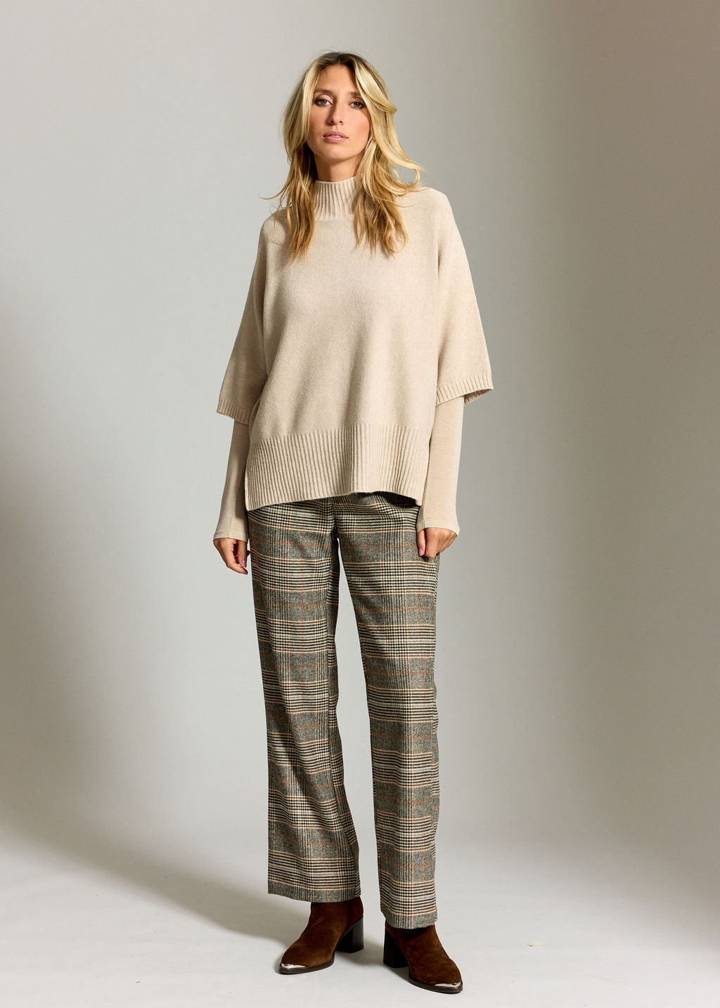 PULL COL CHEMINÉE À COTÉS TILA SABLE