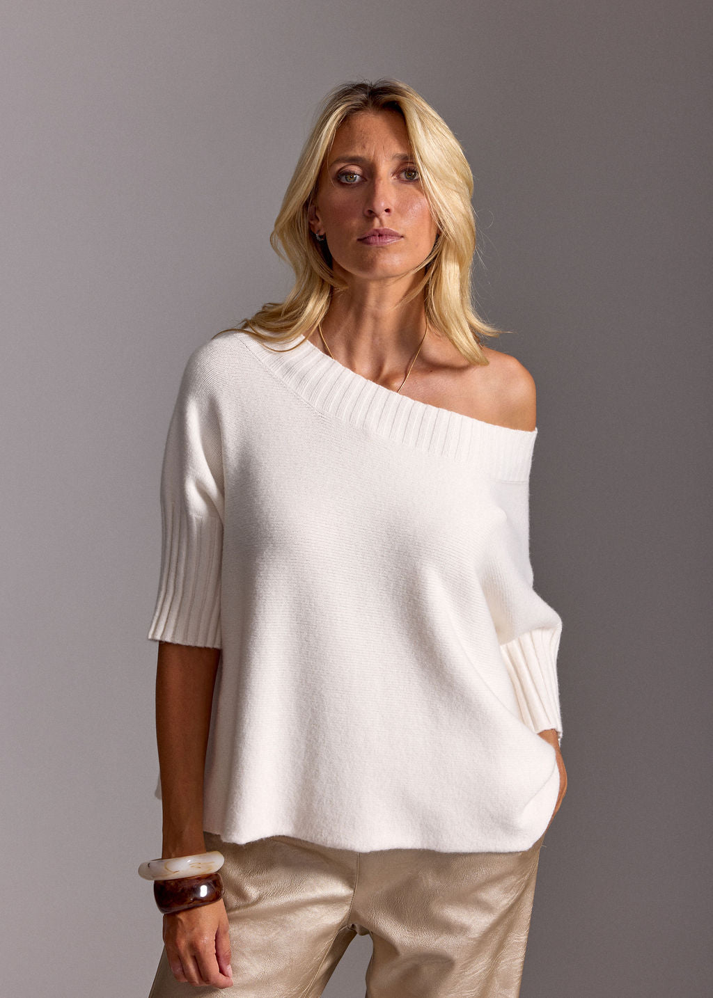 PULL COURT ENCOLURE BATEAU VINCI ECRU