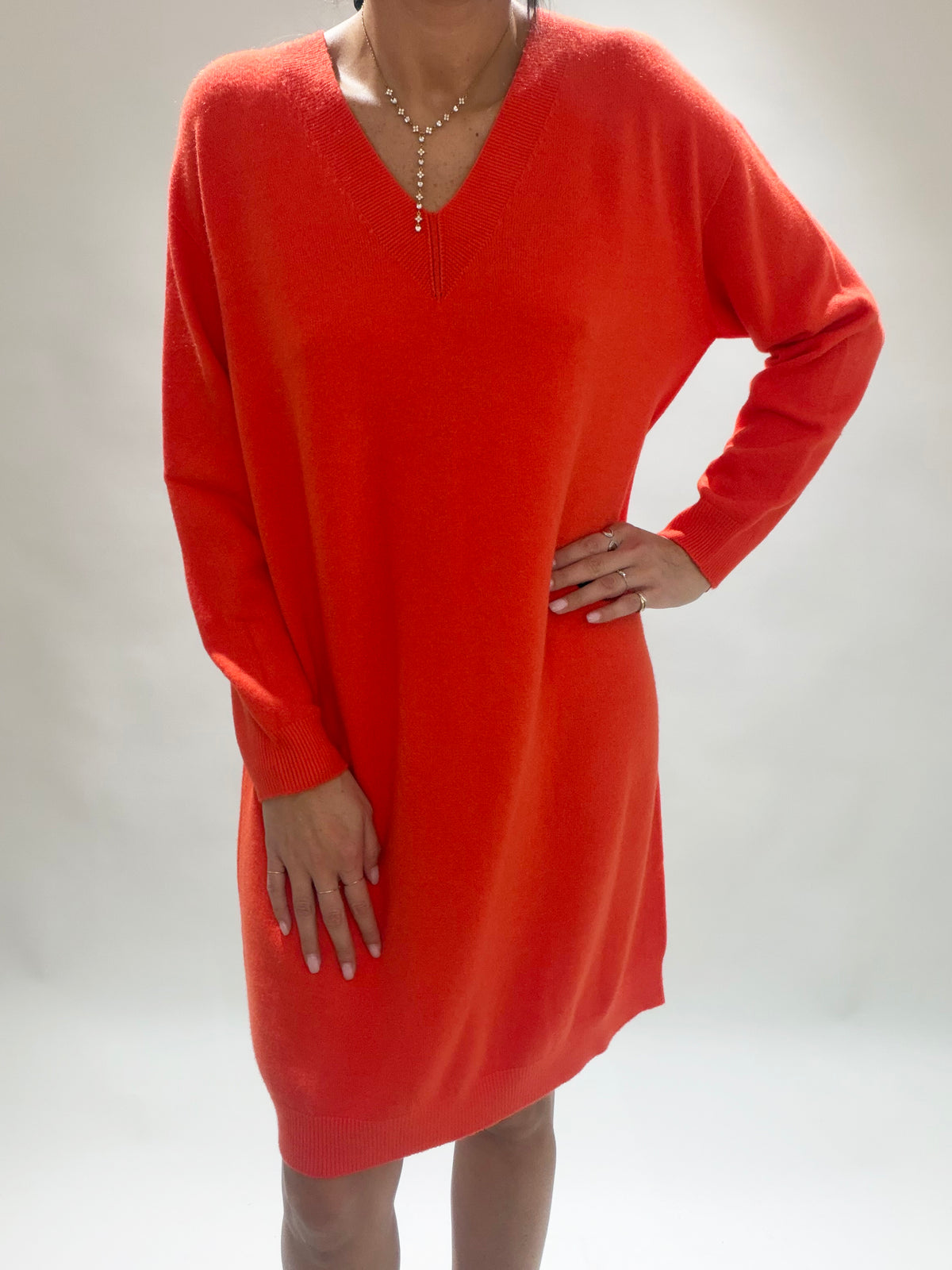 ROBE MI-LONGUE EN MAILLE VINKA ORANGE