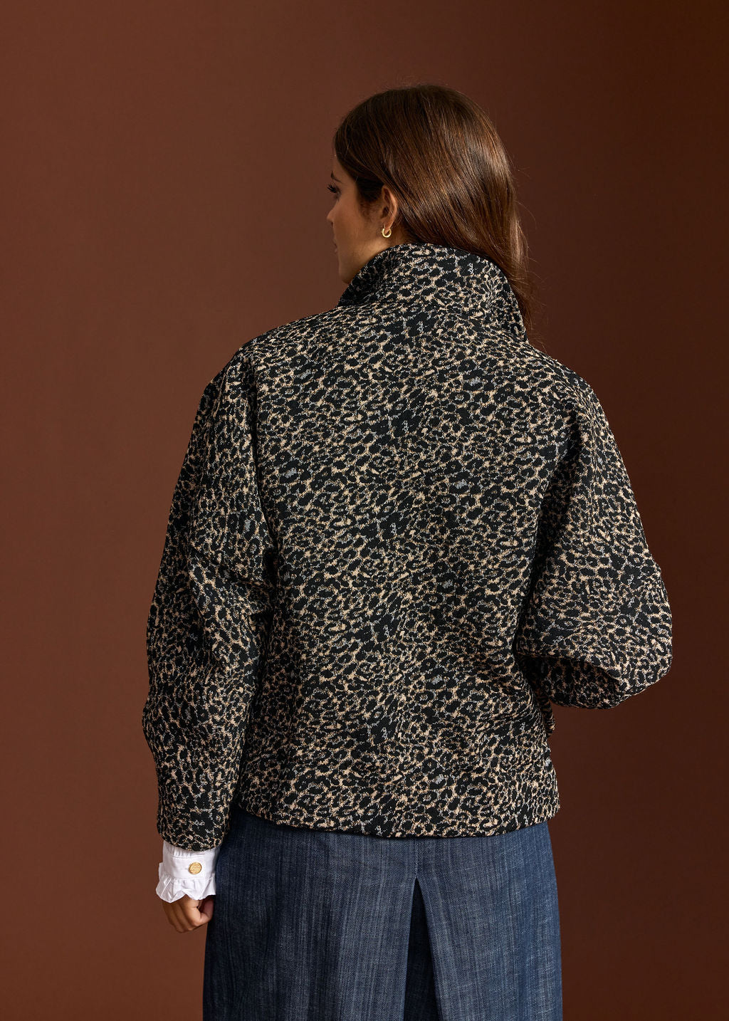 VESTE COURT EN JACQUARD REPTILE BILOW CAMEL