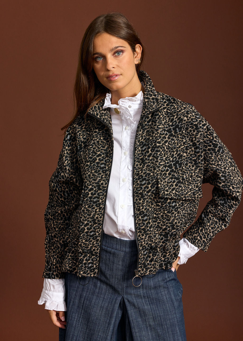 BILOW CAMEL REPTILE JACQUARD SHORT JACKET