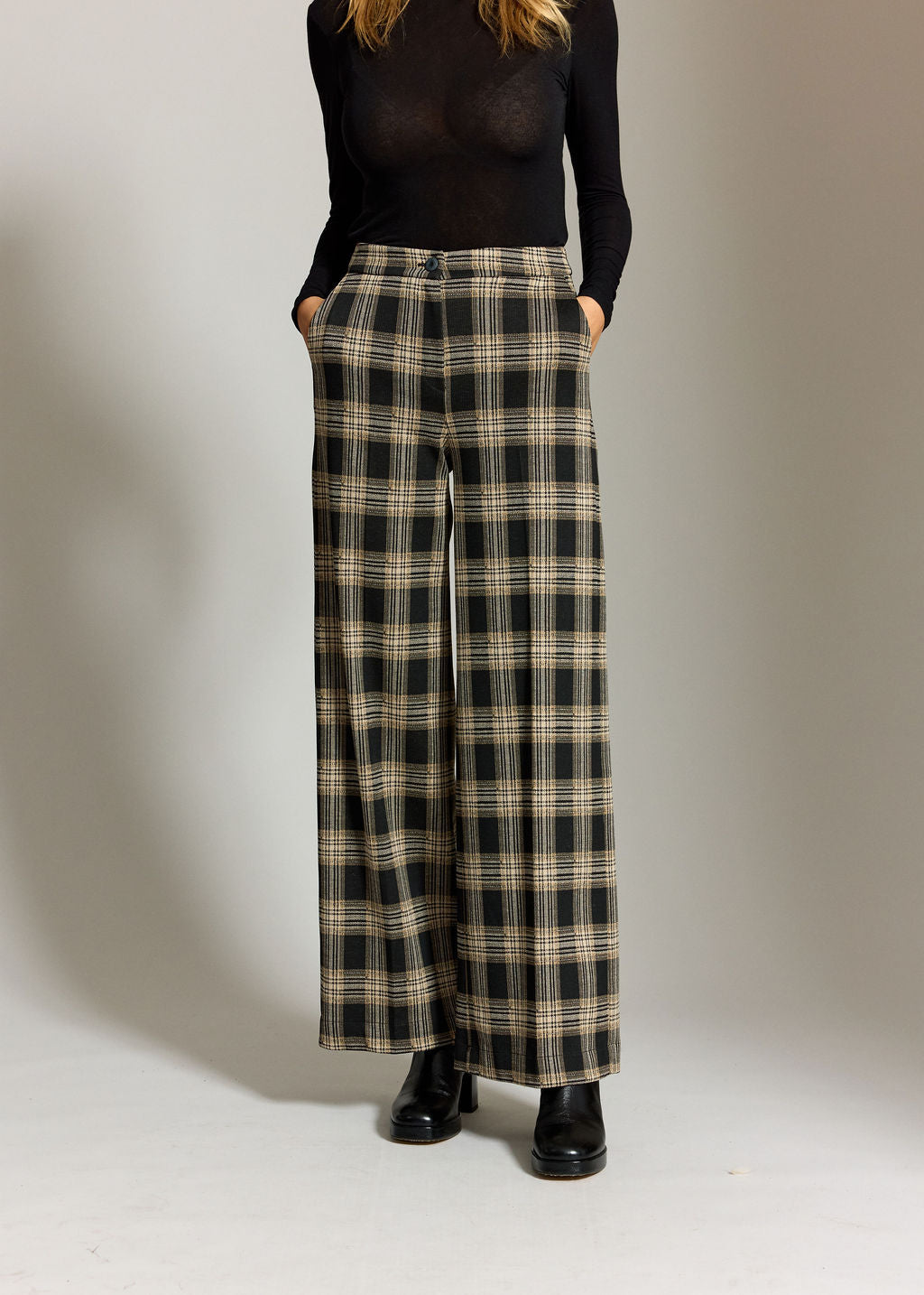 PANTALON 7/8IÈME À CARREAUX MINZA BEIGE