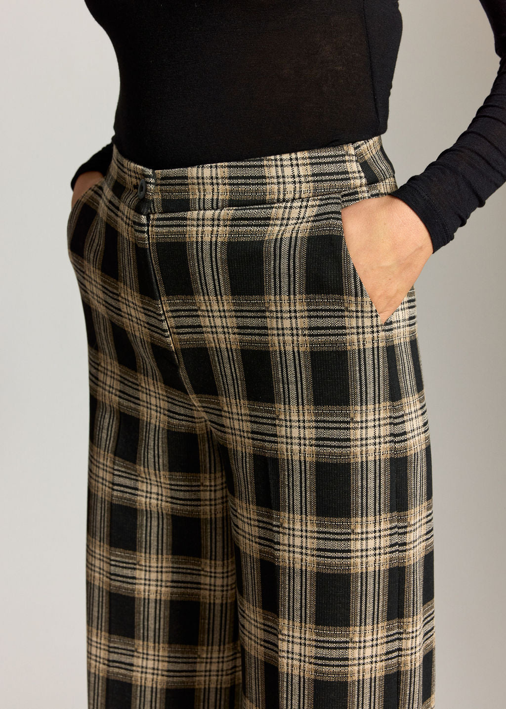 PANTALON 7/8IÈME À CARREAUX MINZA BEIGE