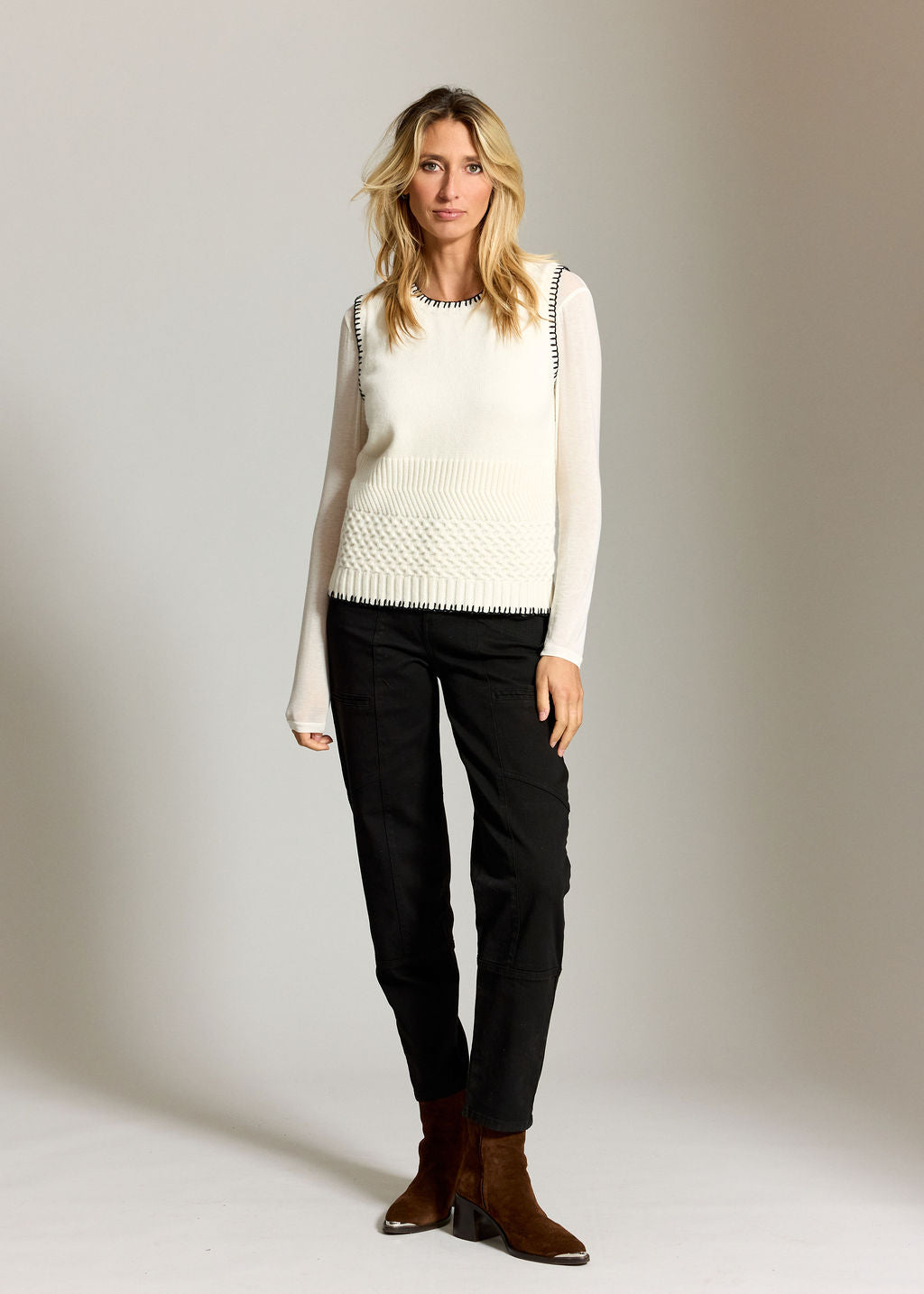 DEBARDEUR EN MAILLE JESSY CREME