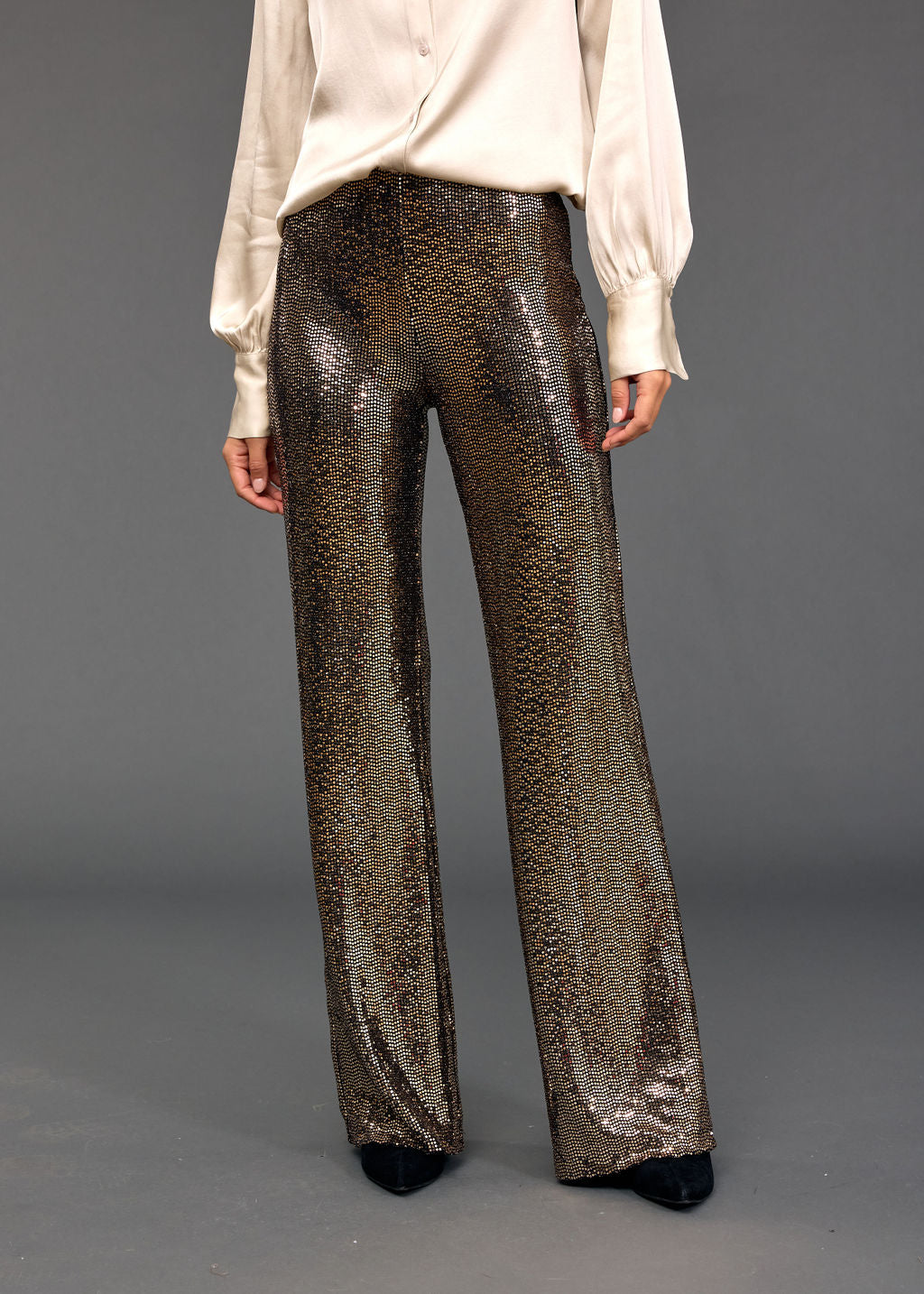 PANTALON STYLE PAILETTES SANTA GOLD