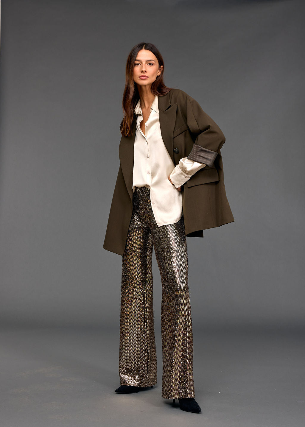 PANTALON STYLE PAILETTES SANTA GOLD