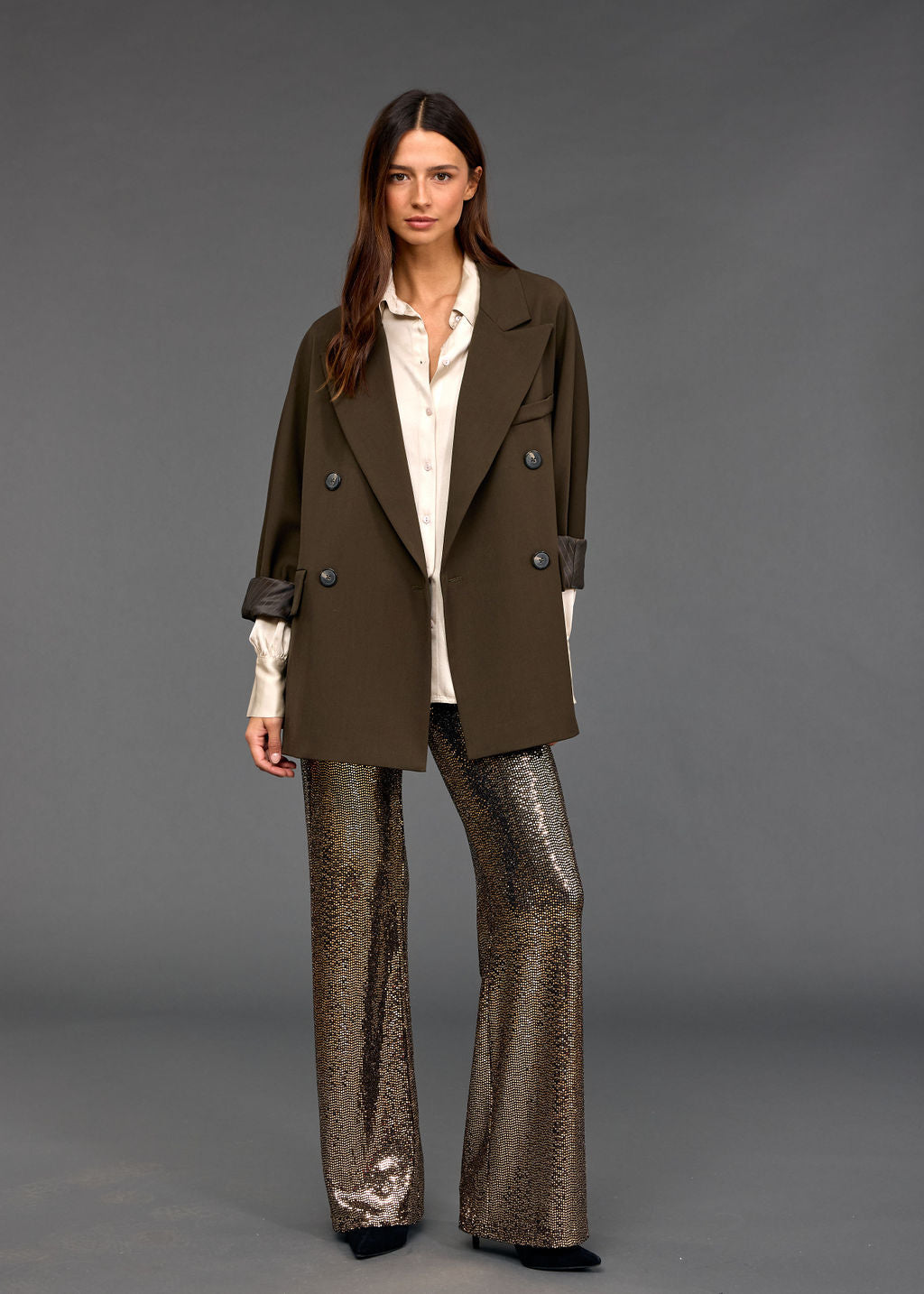 PANTALON STYLE PAILETTES SANTA GOLD