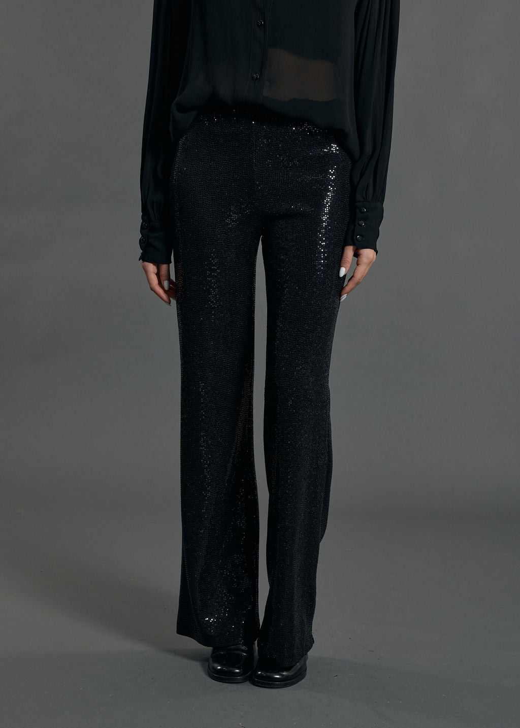 PANTALON STYLE PAILETTES SANTA NOIR