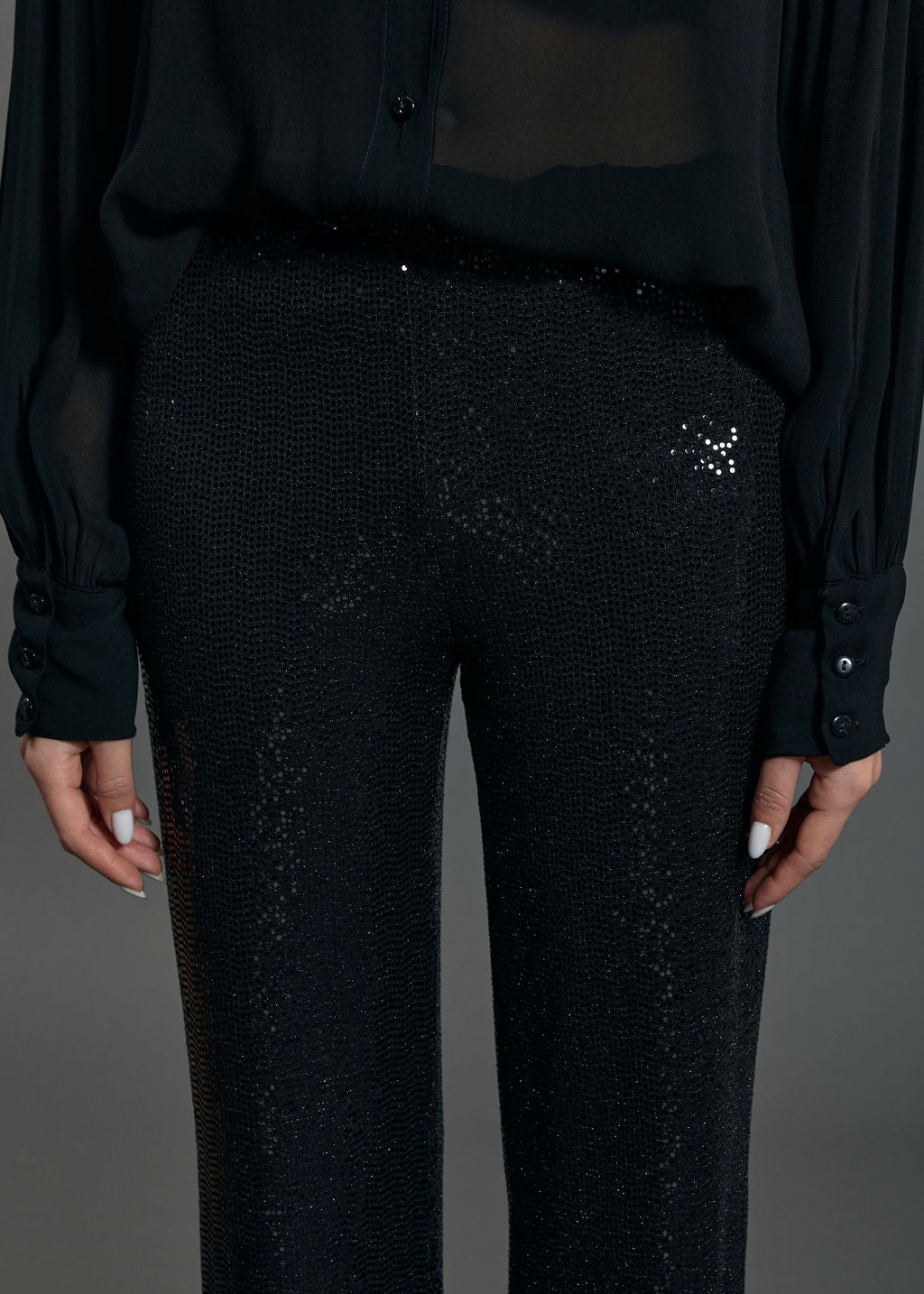 PANTALON STYLE PAILETTES SANTA NOIR