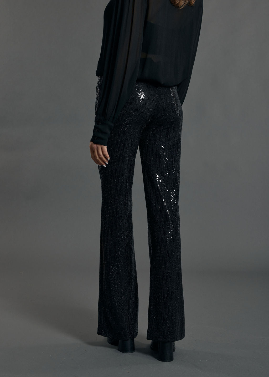 PANTALON STYLE PAILETTES SANTA NOIR
