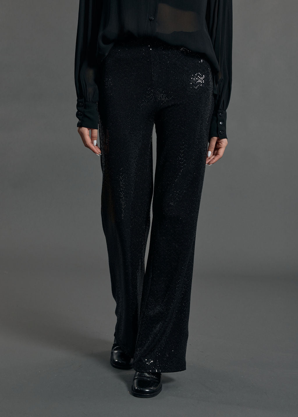 PANTALON STYLE PAILETTES SANTA NOIR