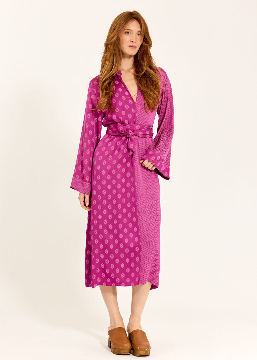 ROBE MIDI BI-IMPRIMÉE AMAYA PINKY
