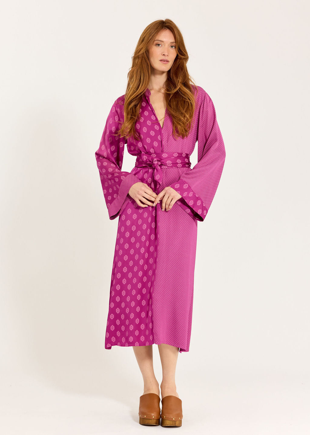 ROBE MIDI BI-IMPRIMÉE AMAYA PINKY