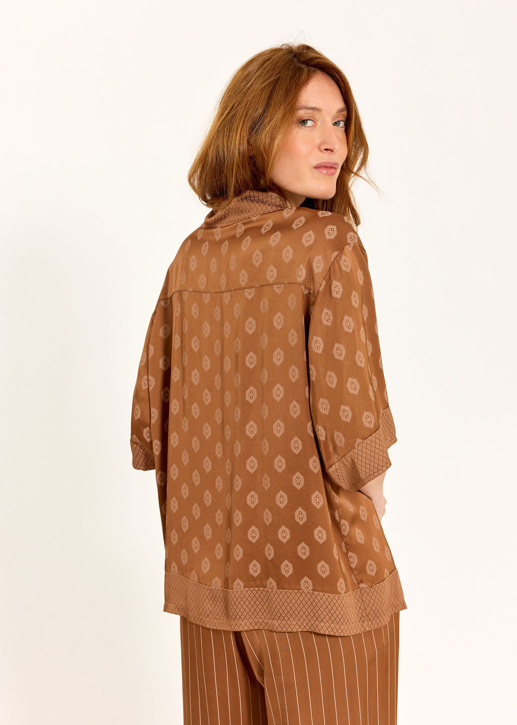 CHEMISE BI-IMPRIMÉE AYUMI NOISETTE