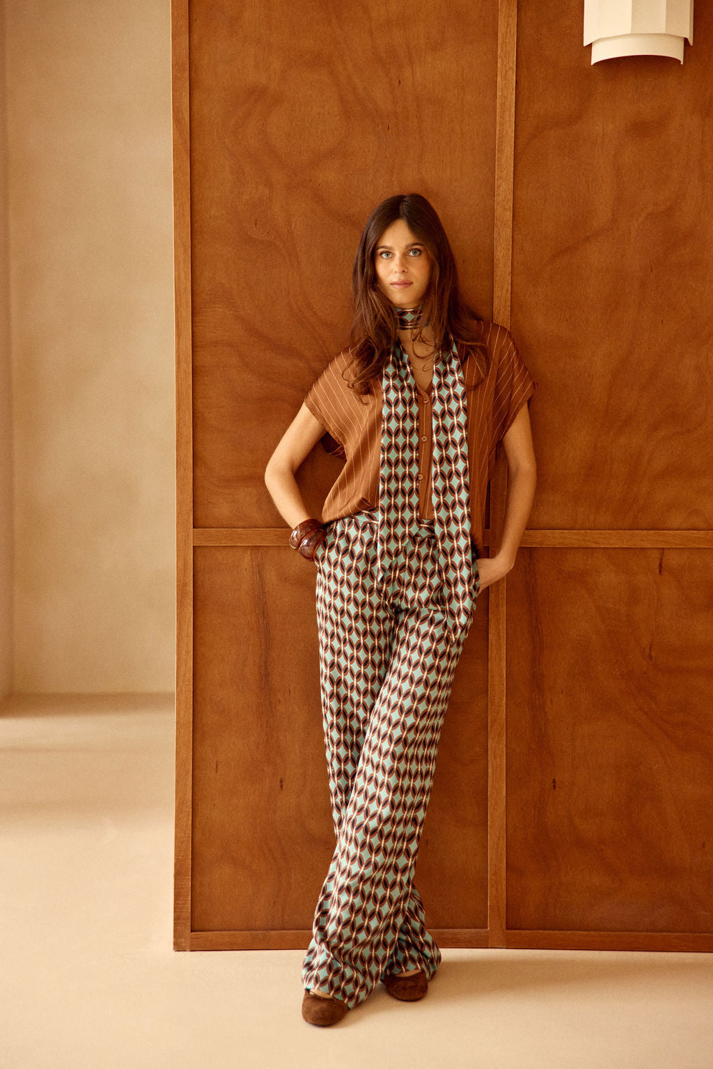 PANTALON FLUIDE IMPRIMÉ MIRINE CRAVATE