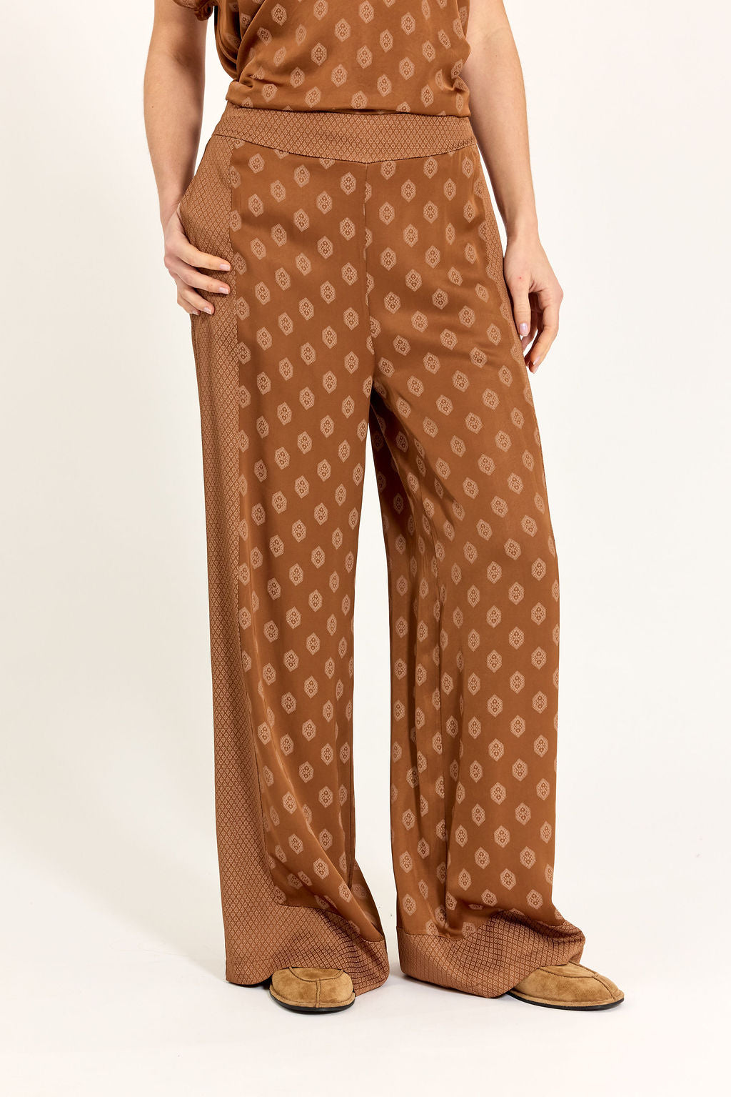 PANTALON 7/8IÈME BI-IMPRIMÉ TON SUR TON MIRI NOISETTE