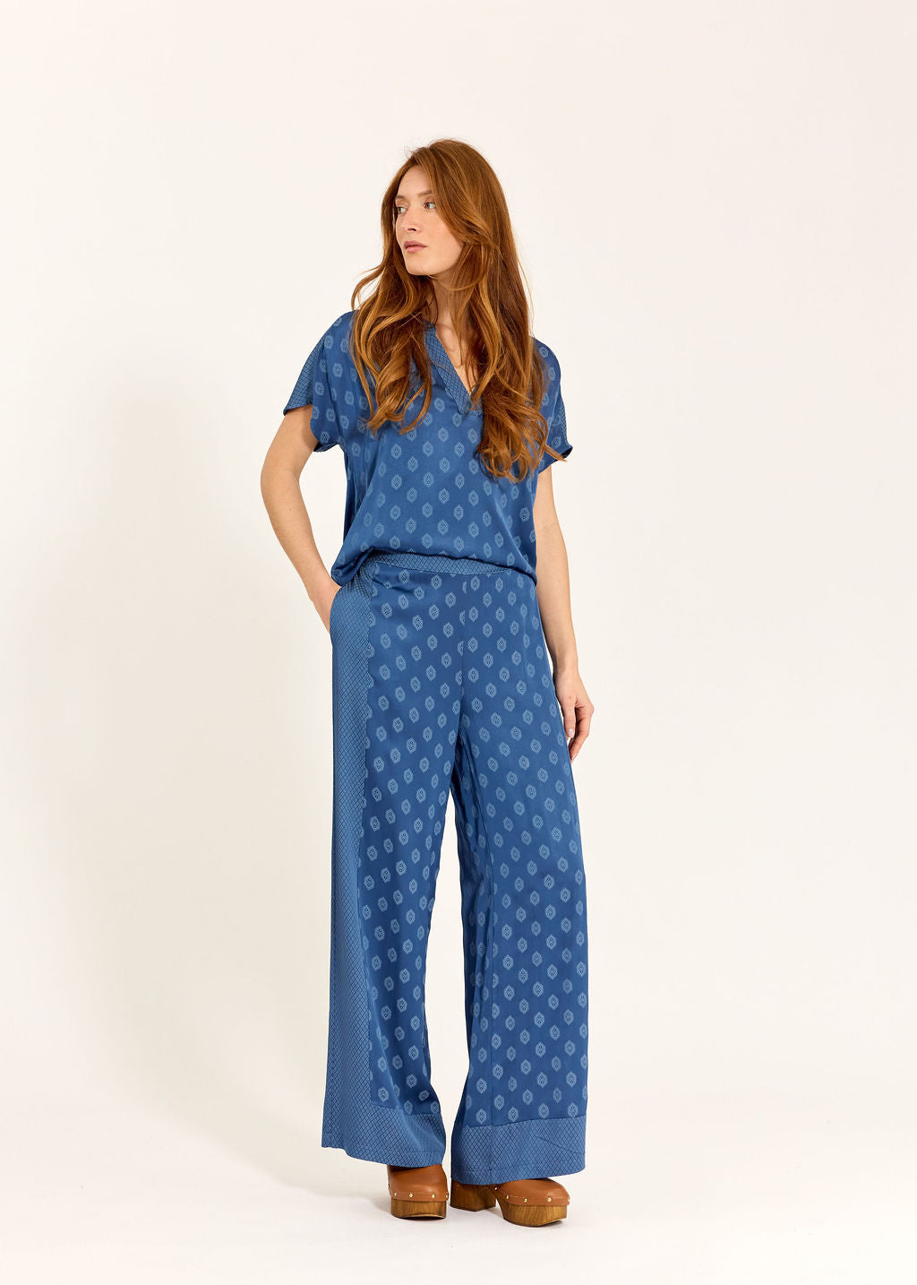 PANTALON 7/8IÈME BI-IMPRIMÉ TON SUR TON MIRI OCEAN