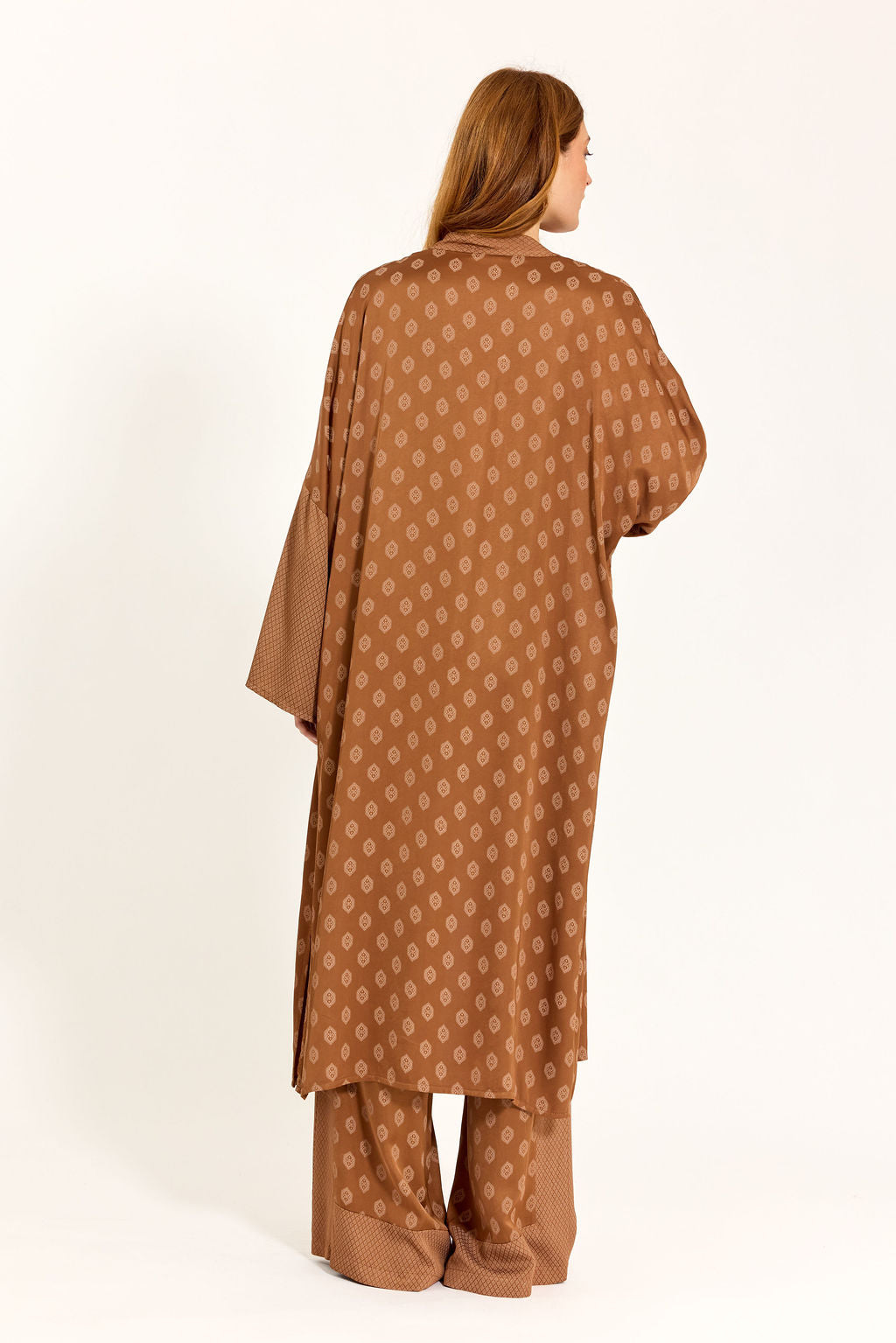 KIMONO LONG BI-IMPRIMÉ TON SUR TON NOAH NOISETTE