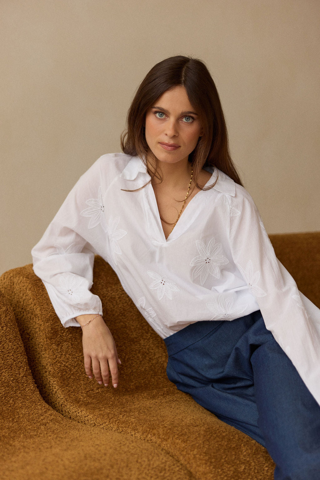 PANTALON 7/8IÈME EN COTON DENIM LÉGER NOLA BLUE