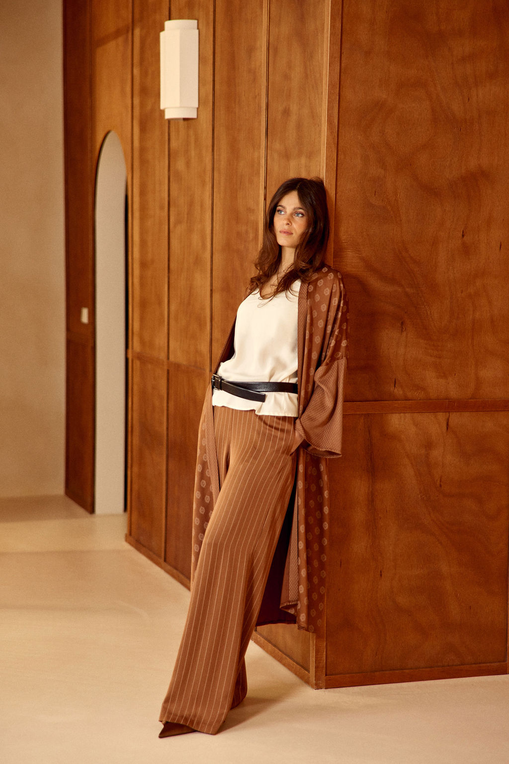 PANTALON LONG RAYÉ NORI NOISETTE