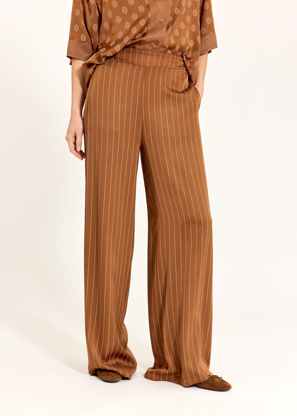 PANTALON LONG RAYÉ NORI NOISETTE