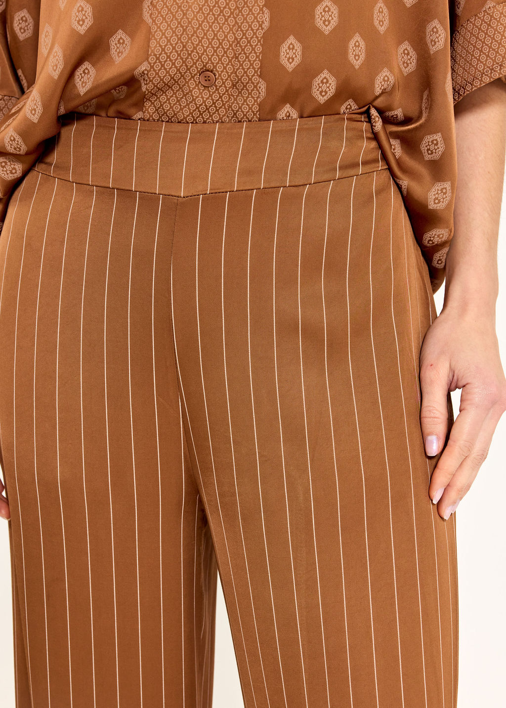 PANTALON LONG RAYÉ NORI NOISETTE