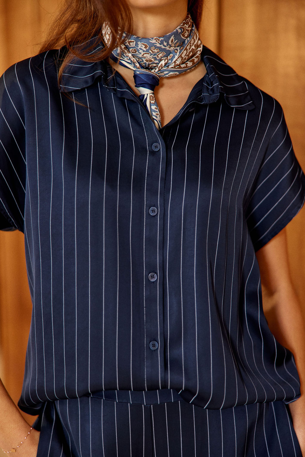 CHEMISE EN VISCOSE RAYÉE SORA MARINE