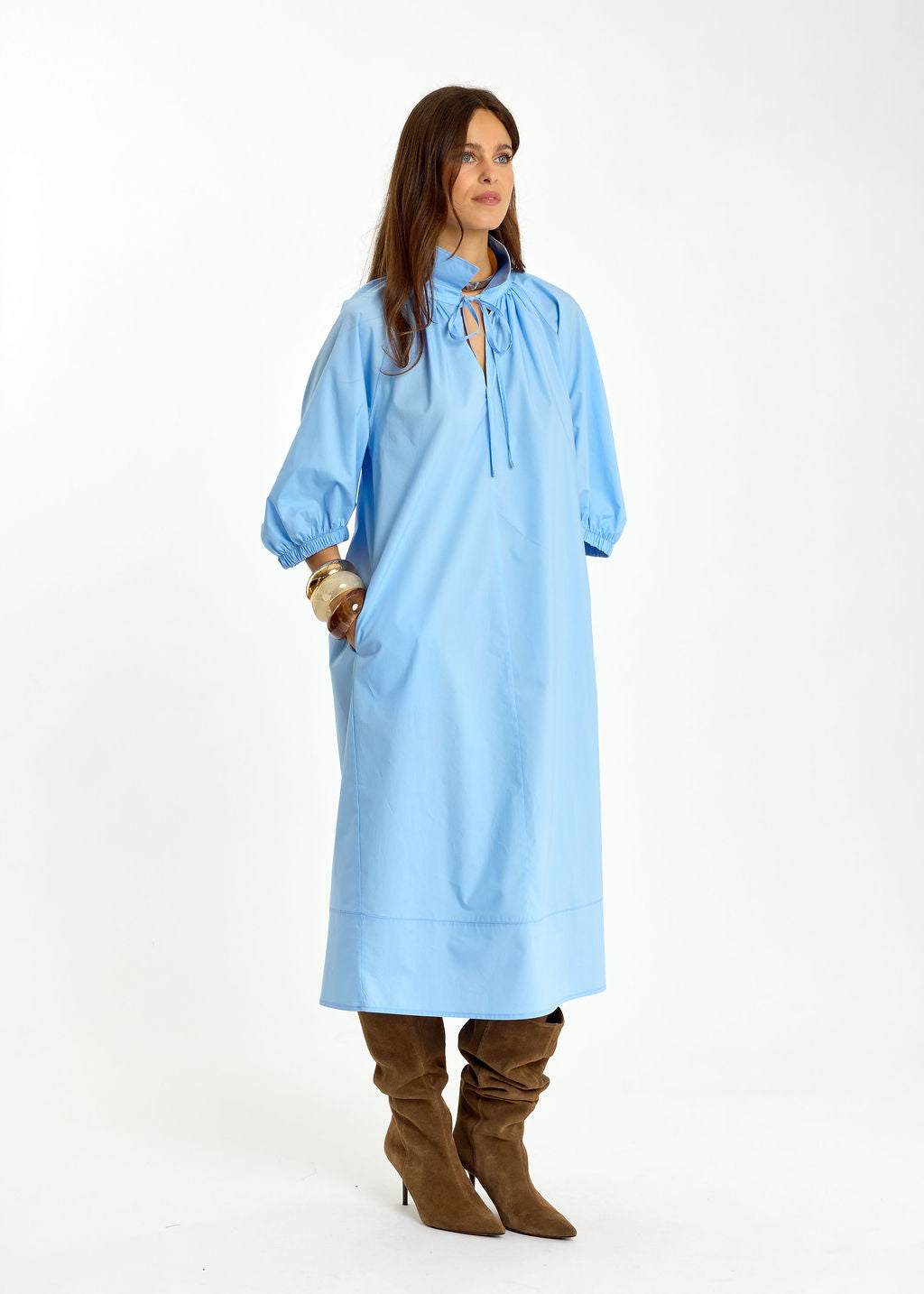 ROBE MIDI EN POPELINE DUVETEUSE HELLO CIEL