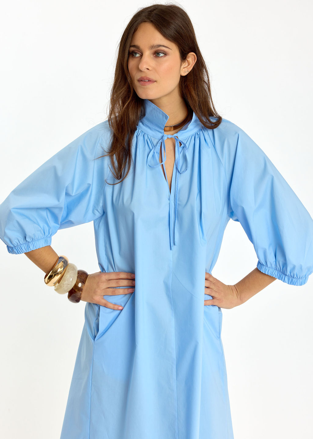 ROBE MIDI EN POPELINE DUVETEUSE HELLO CIEL