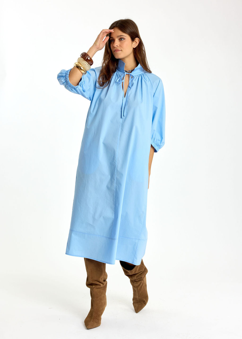 ROBE MIDI EN POPELINE DUVETEUSE HELLO CIEL