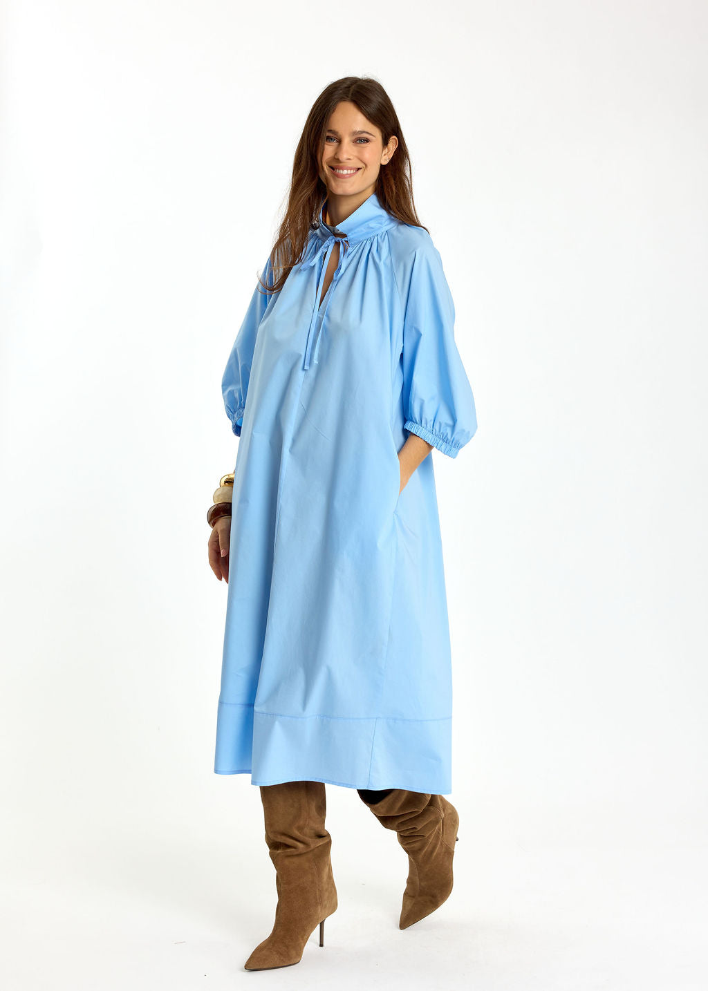 ROBE MIDI EN POPELINE DUVETEUSE HELLO CIEL