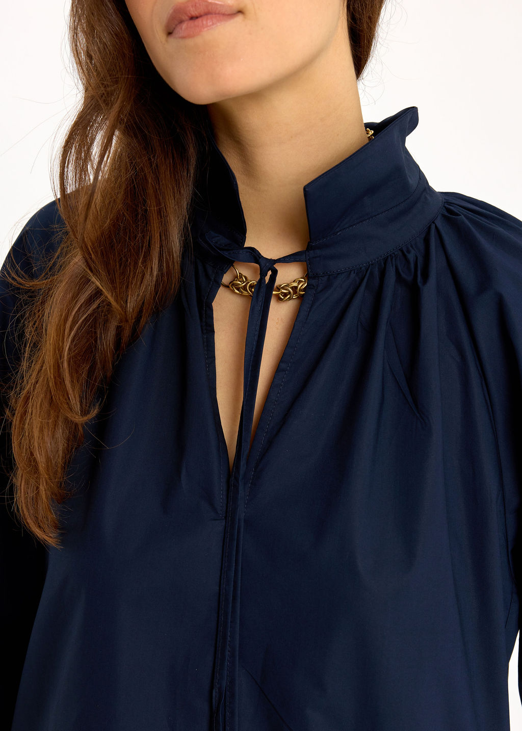 ROBE MIDI EN POPELINE DUVETEUSE HELLO MARINE