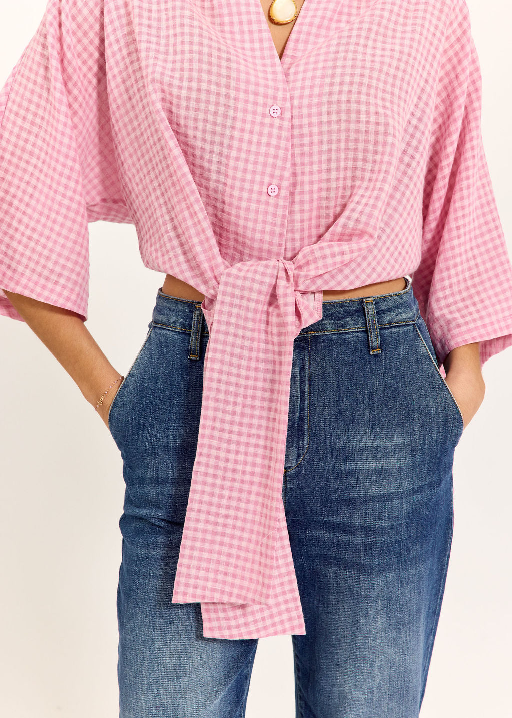 CHEMISE COURTE EN VICHY ILO ROSE