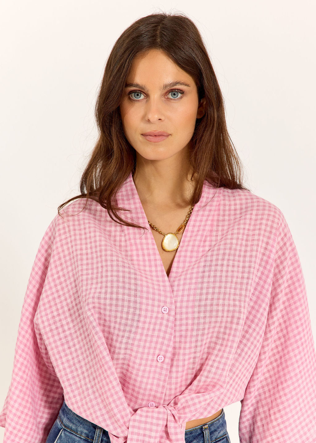 CHEMISE COURTE EN VICHY ILO ROSE