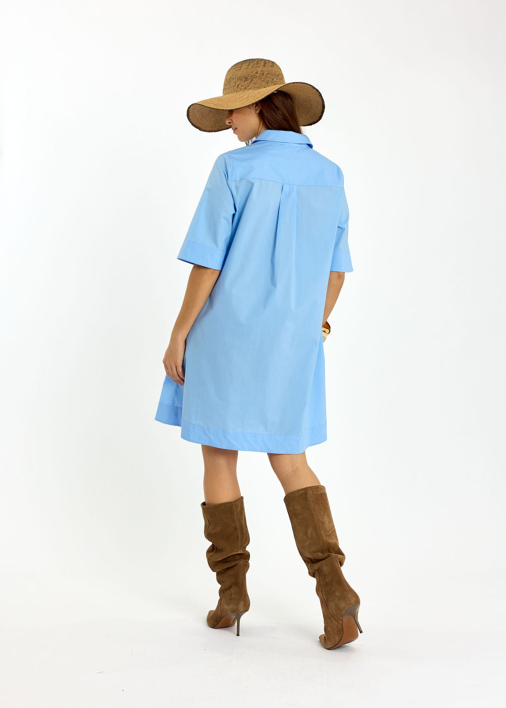 ROBE COURTE EN POPELINE LOROH CIEL