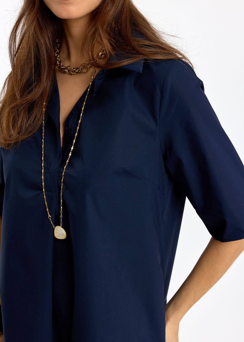 ROBE COURTE EN POPELINE LOROH MARINE