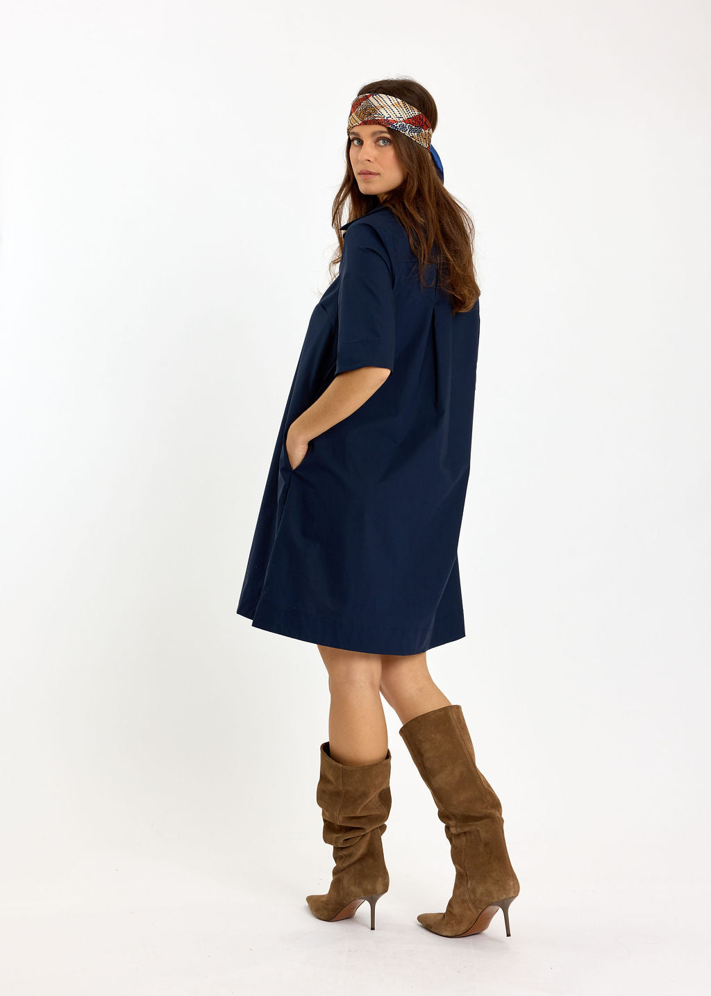 ROBE COURTE EN POPELINE LOROH MARINE