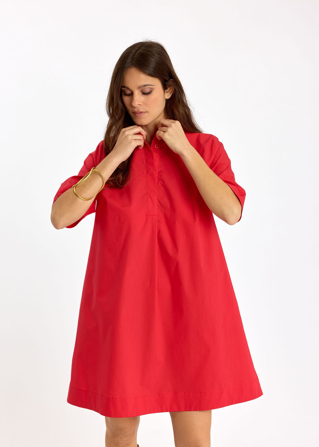 ROBE COURTE EN POPELINE LOROH ROUGE
