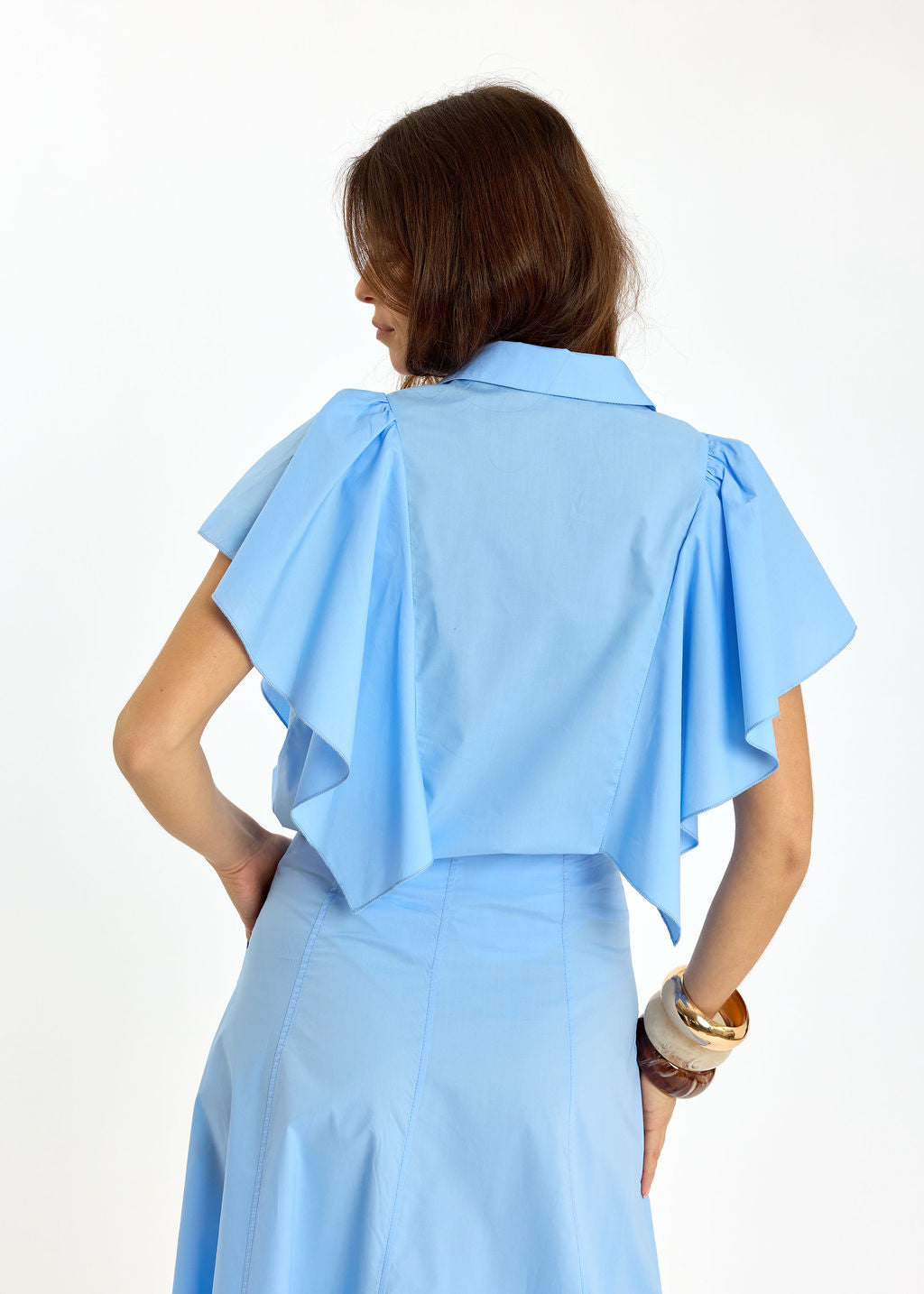 CHEMSIE VOLANTÉE EN POPELINE LOUNA CIEL