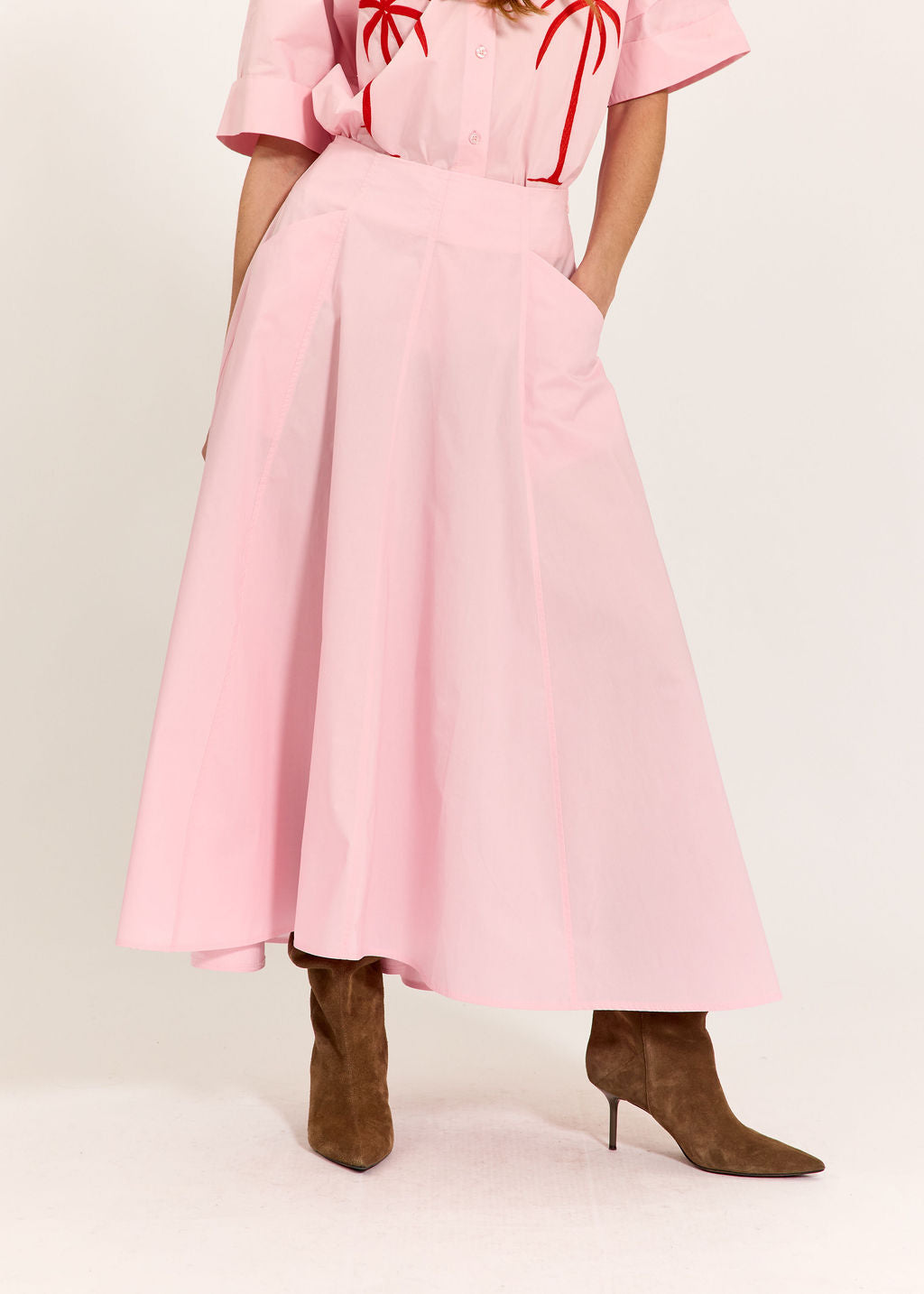 JUPE ÉVASÉE EN POPELINE DE COTON SILVIA ROSE