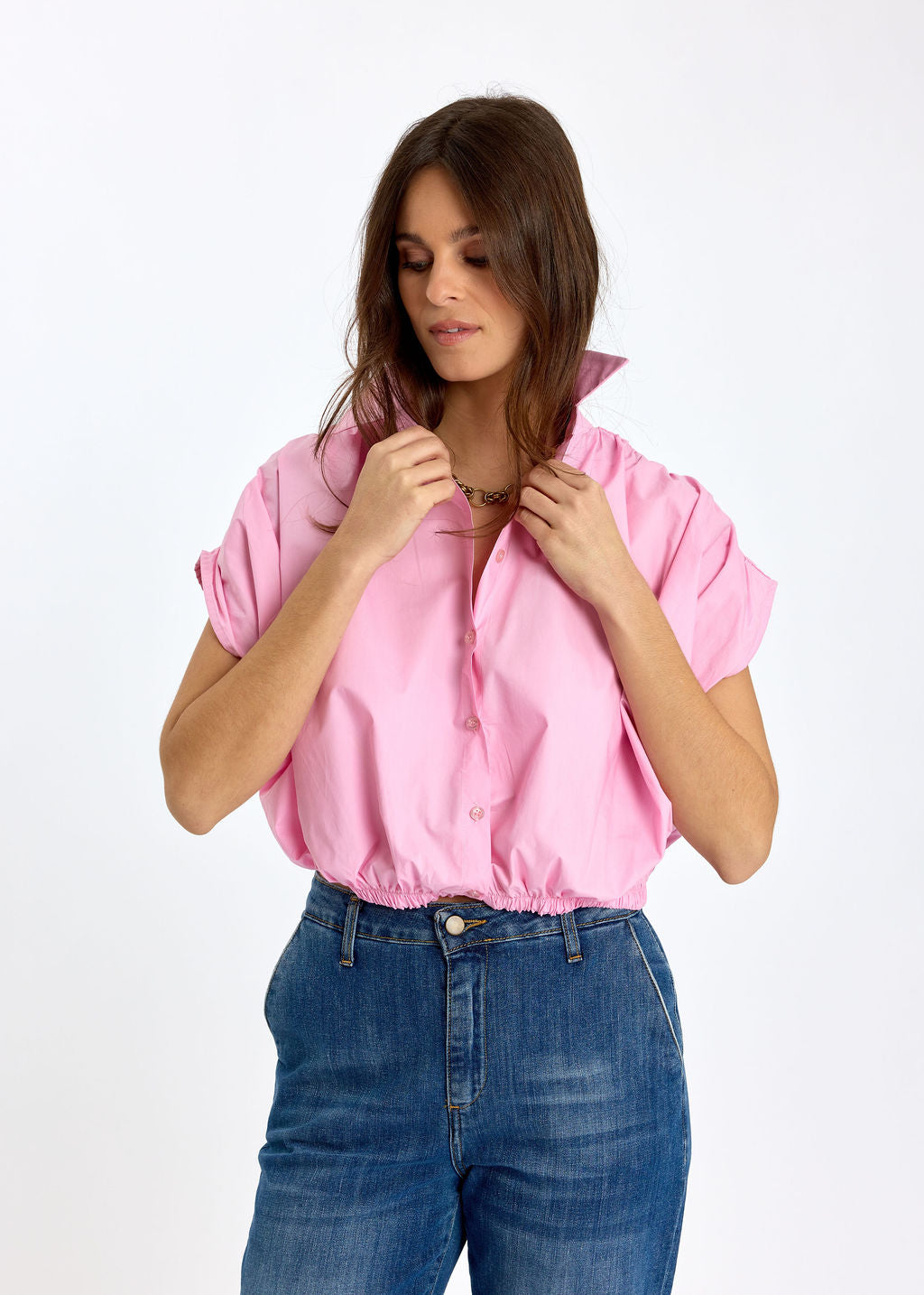 CHEMISE SANS MANCHE EN POPELINE DE COTON TILT ROSE