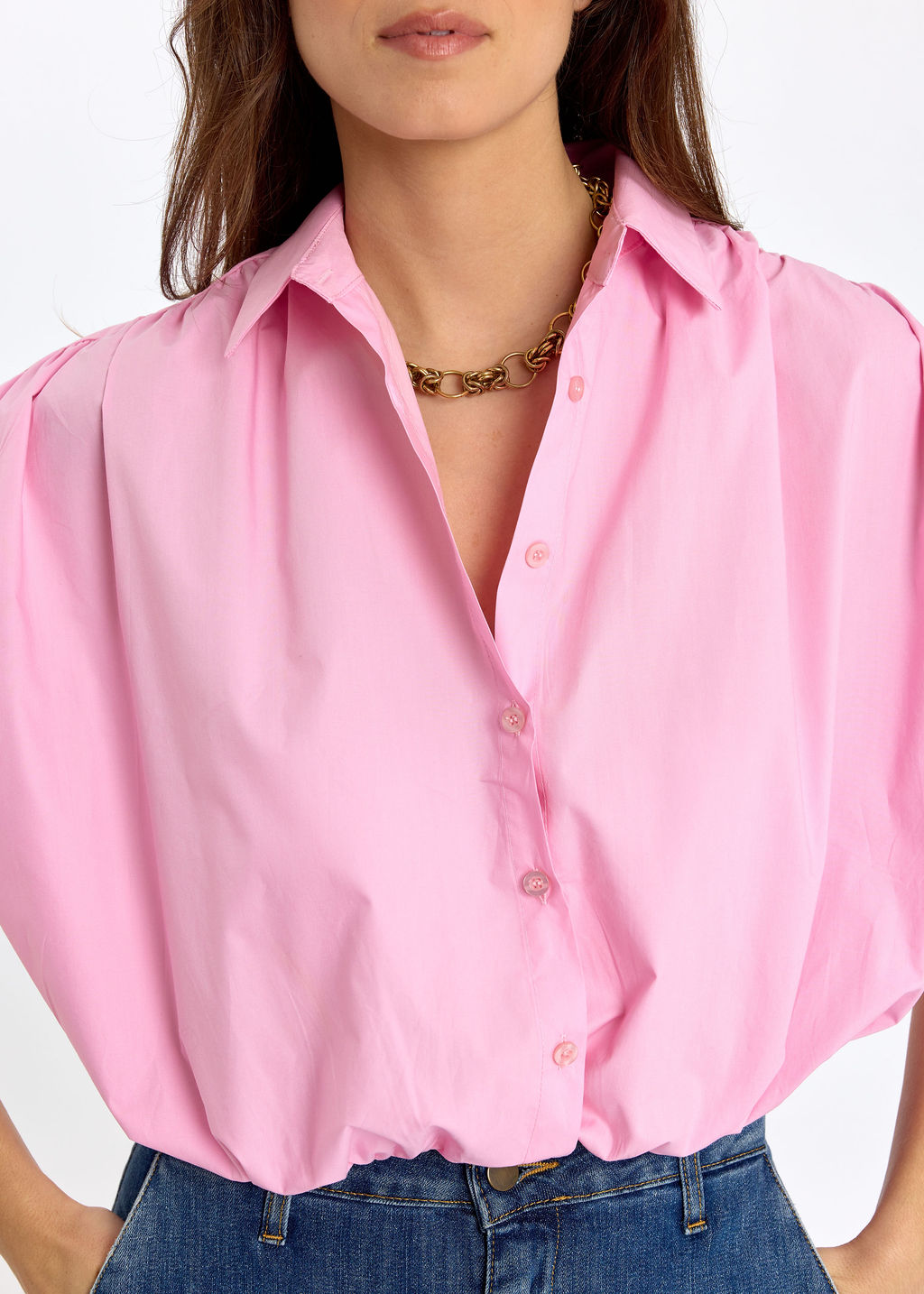 CHEMISE SANS MANCHE EN POPELINE DE COTON TILT ROSE
