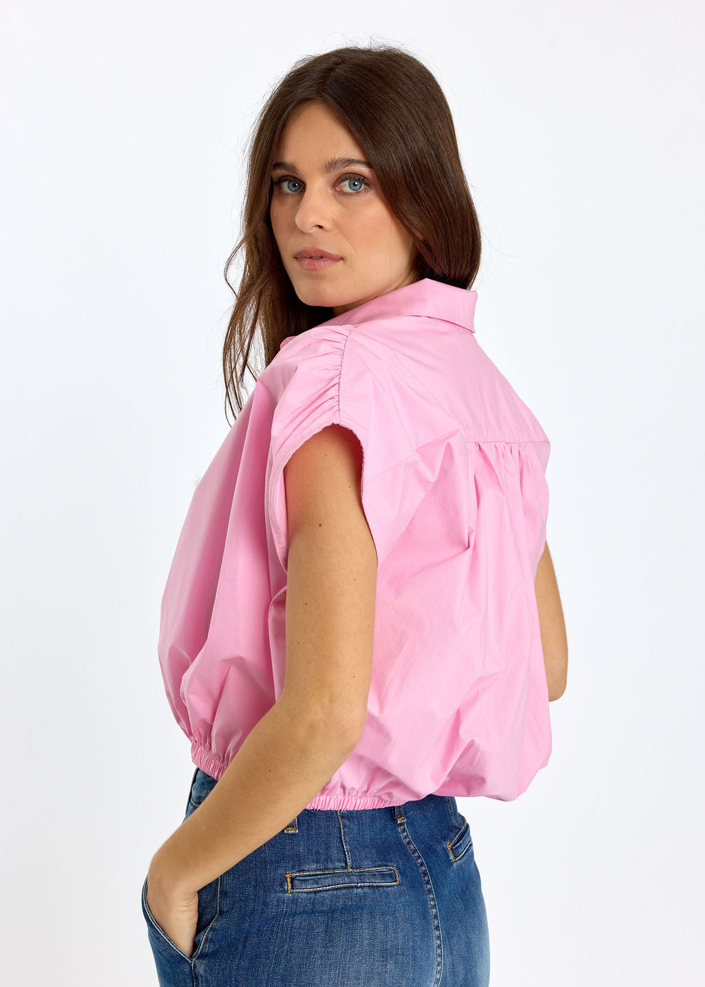 CHEMISE SANS MANCHE EN POPELINE DE COTON TILT ROSE