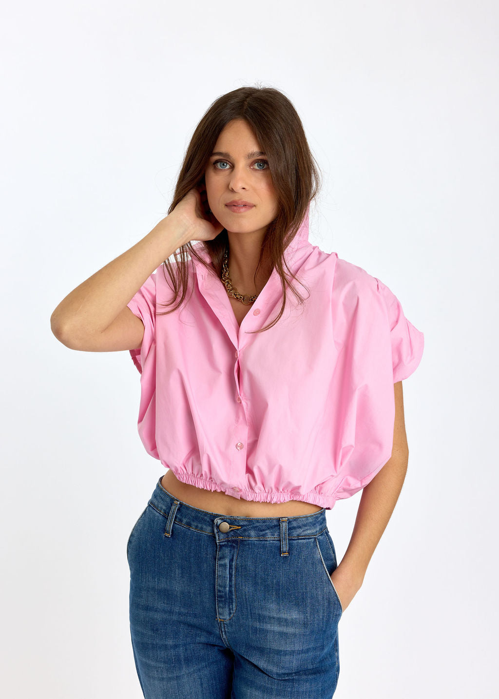 CHEMISE SANS MANCHE EN POPELINE DE COTON TILT ROSE