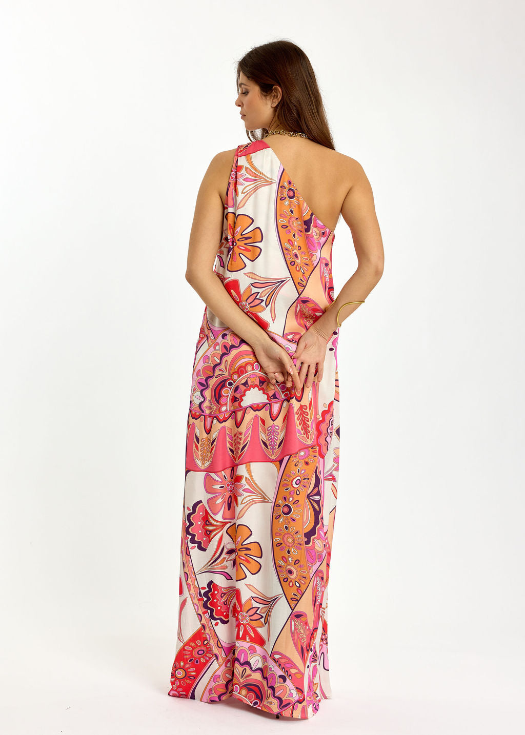 ROBE LONGUE ASYMÉTRIQUE IMPRIMÉE DARCY ROSA