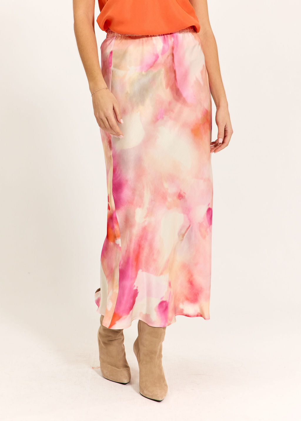 JUPE IMPRIMÉE EN SOIE VISCOSE JANE PASTEL