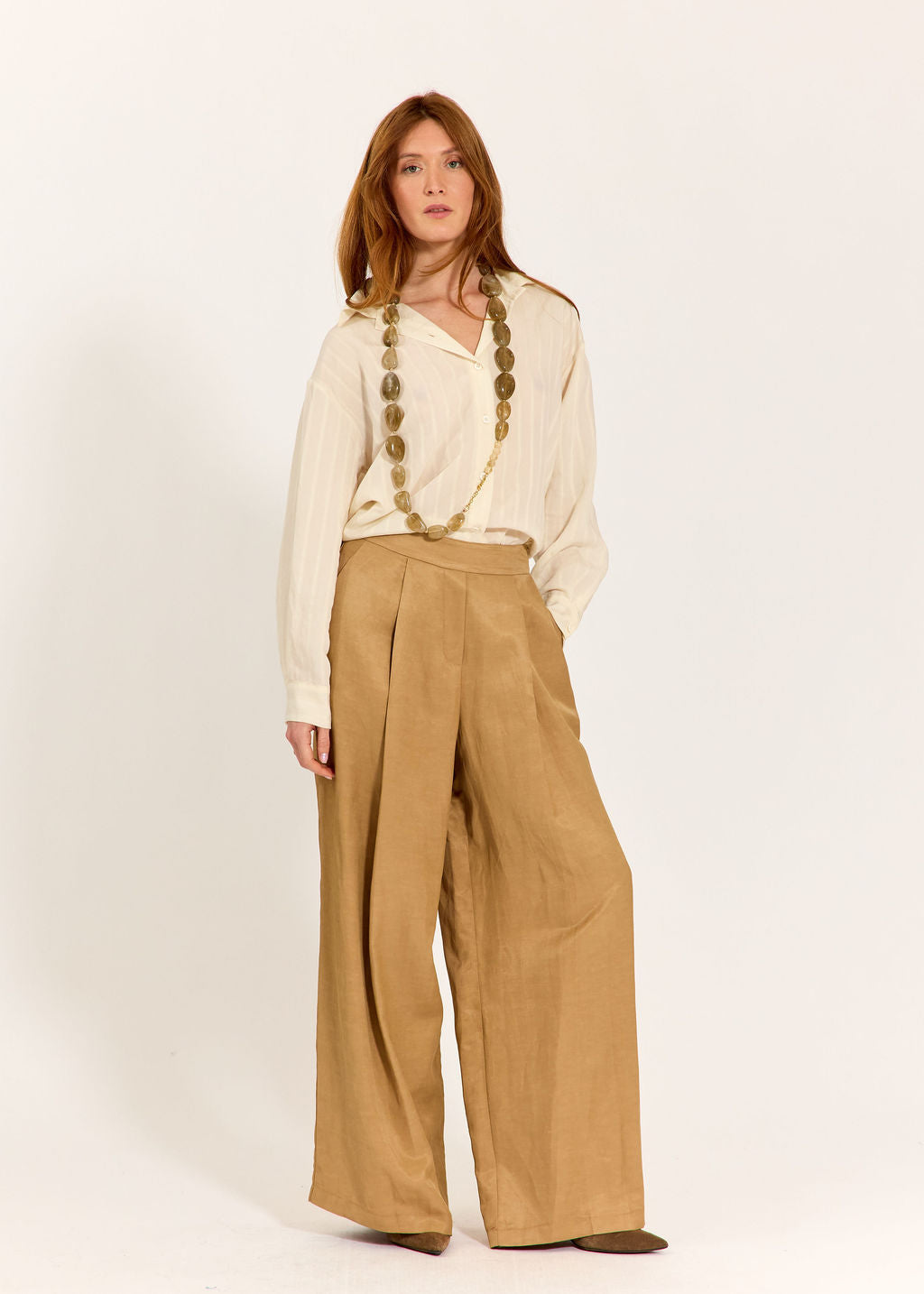 CHEMISE UNIE À RAYURES TON SUR TON MARIAM ECRU