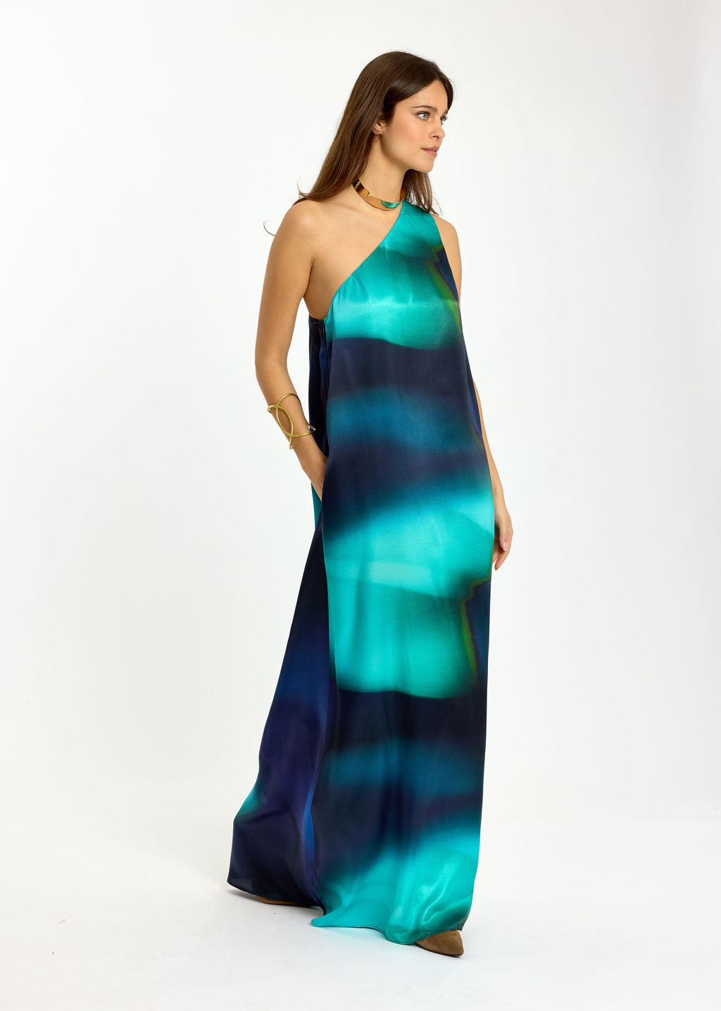 ROBE LONGUE ASYMÉTRIQUE DIANE BLUE